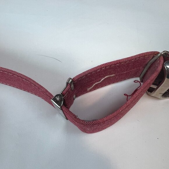 Vintage Royal Coachman Belt Medium 34-38 Red & Burgundy Canvas Silver Buckle - Picture 5 of 12